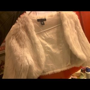 💯 rabbit fur cropped coat